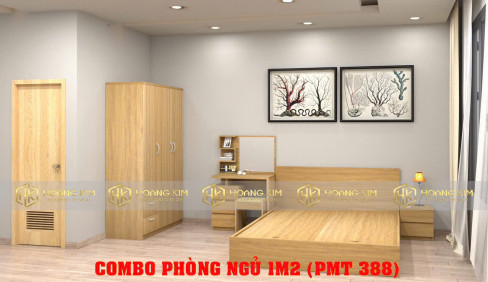COMBO PHÒNG NGỦ TỦ ÁO CỬA MỞ 1M2 + GIƯỜNG  1M2 MÀU 388